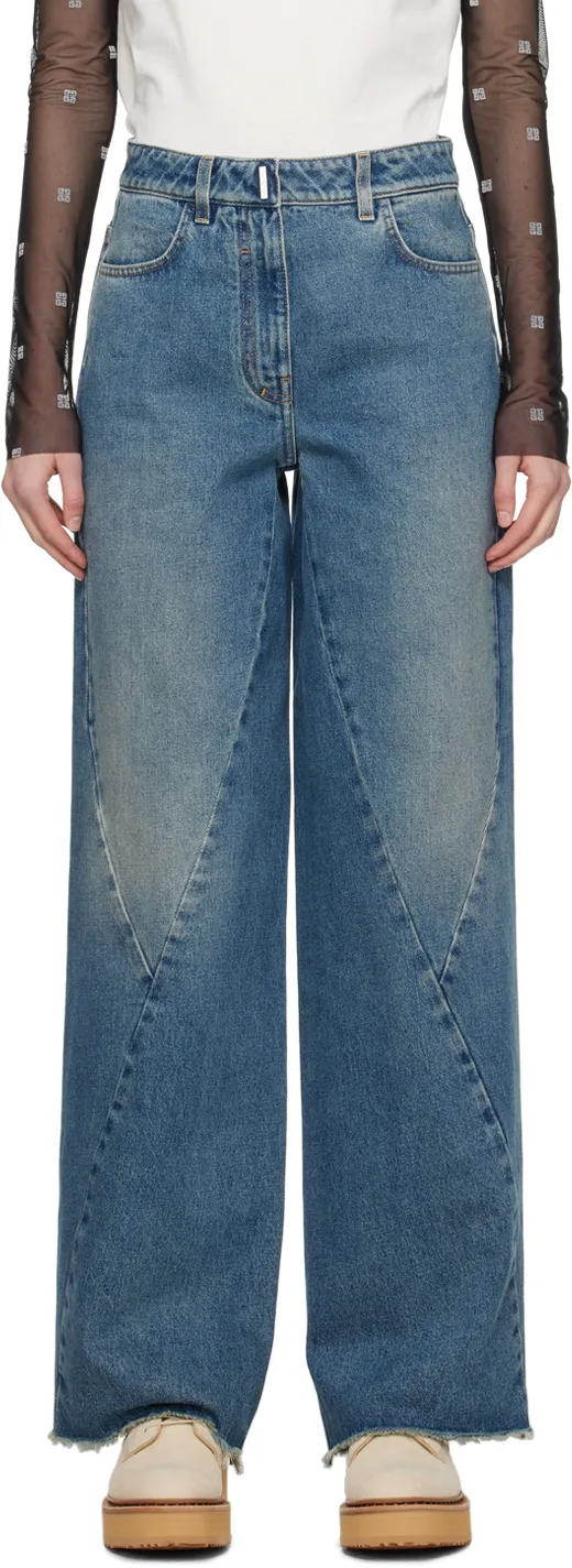Vintage Effect Wide-Leg Jeans