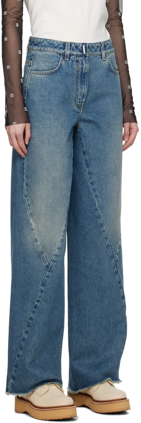 Vintage Effect Wide-Leg Jeans