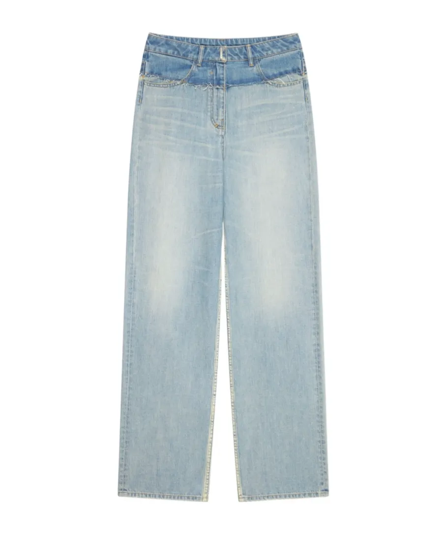 Frayed Edge Wide-Leg Jeans