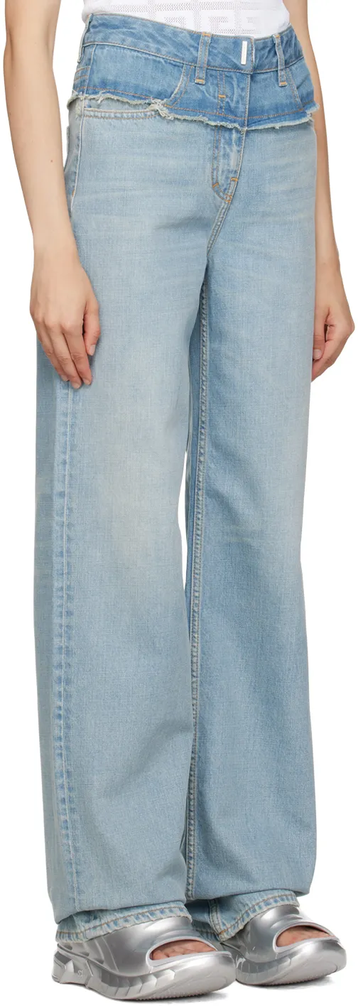 Frayed Edge Wide-Leg Jeans