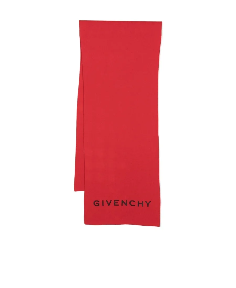Logo-Embroidered Knitted Scarf