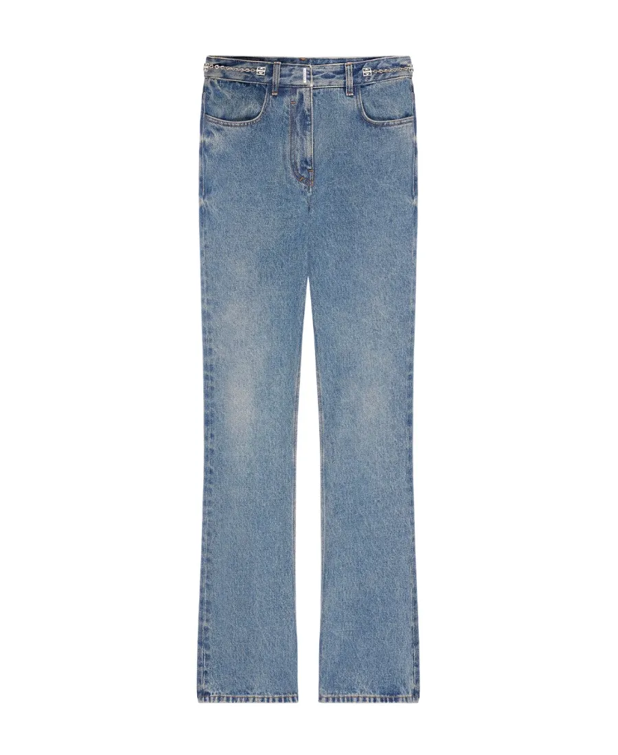Chain-Detailed Bootcut Jeans