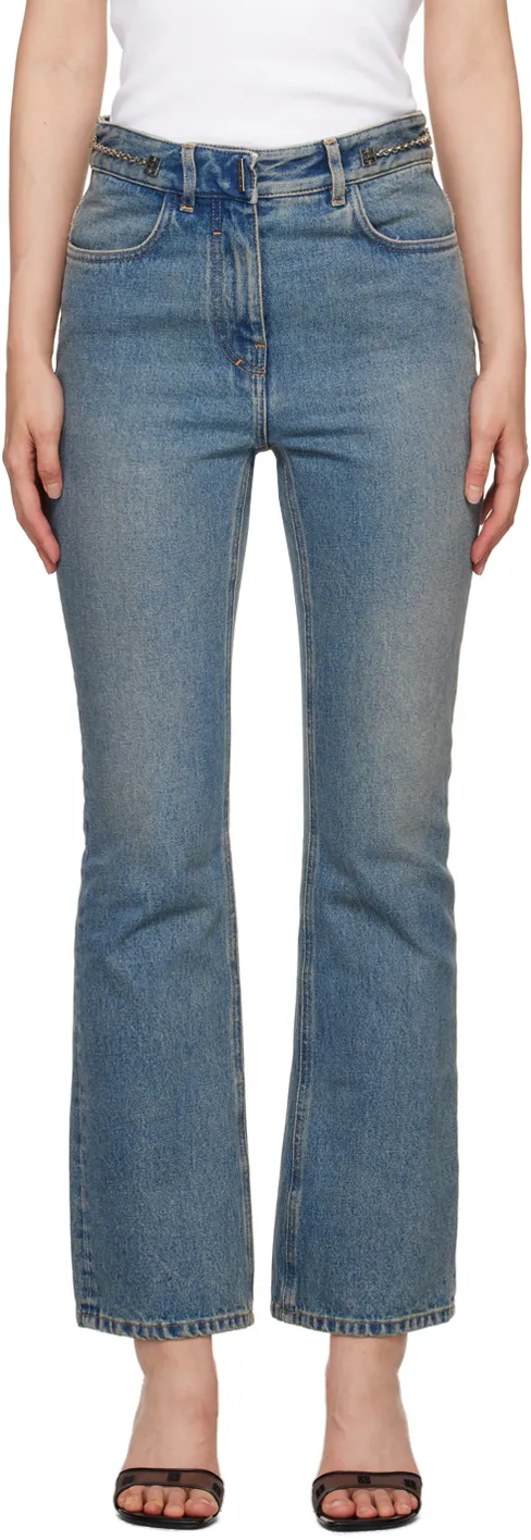 Chain-Detailed Bootcut Jeans