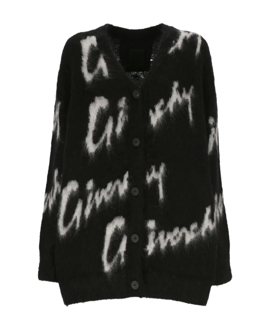 Cardigan In All-Over Givenchy Intarsia Mohair And Wool