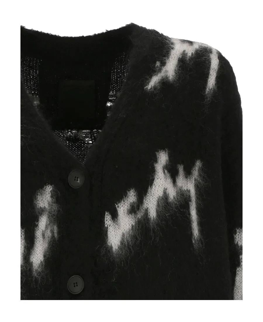 Cardigan In All-Over Givenchy Intarsia Mohair And Wool