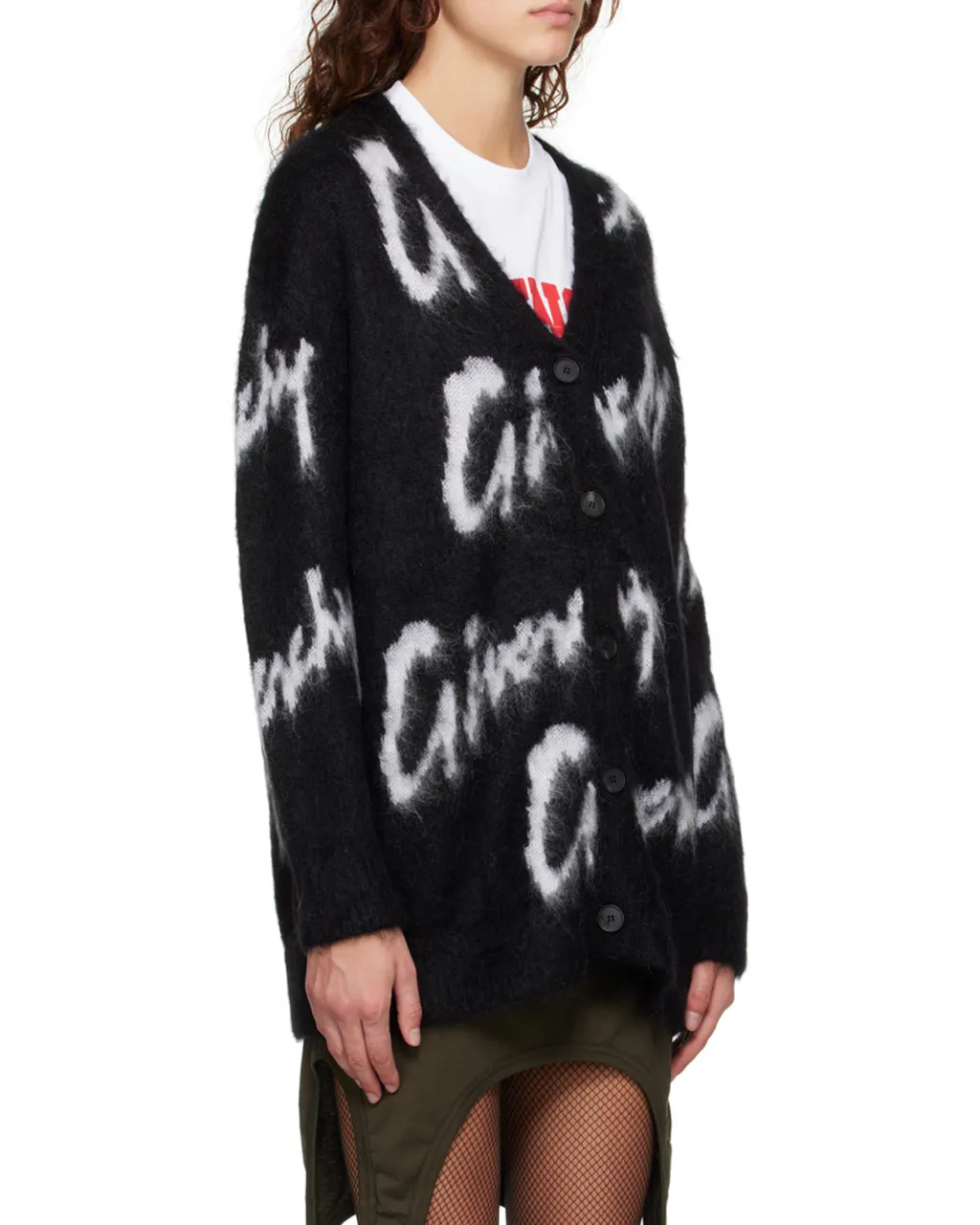 Cardigan In All-Over Givenchy Intarsia Mohair And Wool