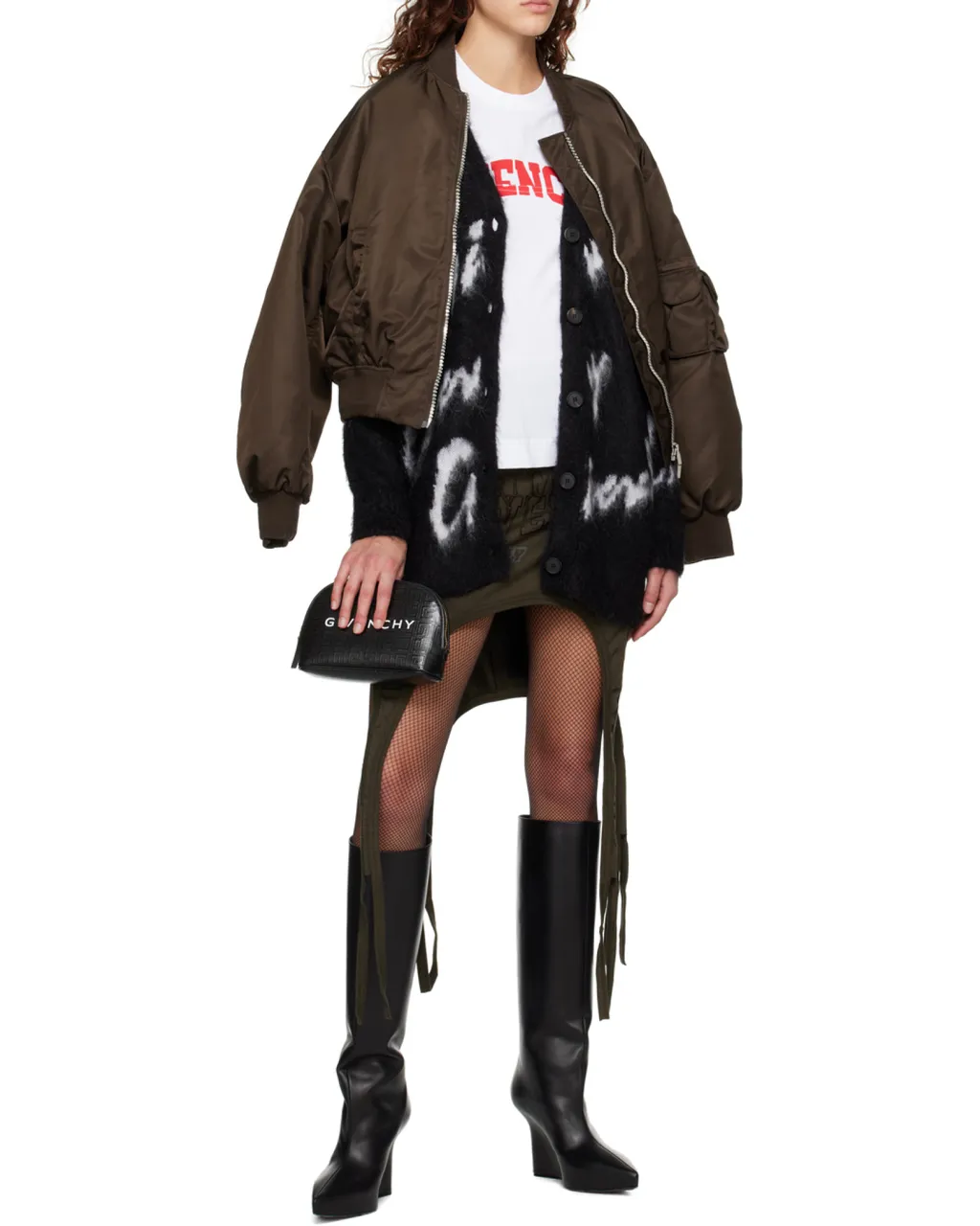 Cardigan In All-Over Givenchy Intarsia Mohair And Wool
