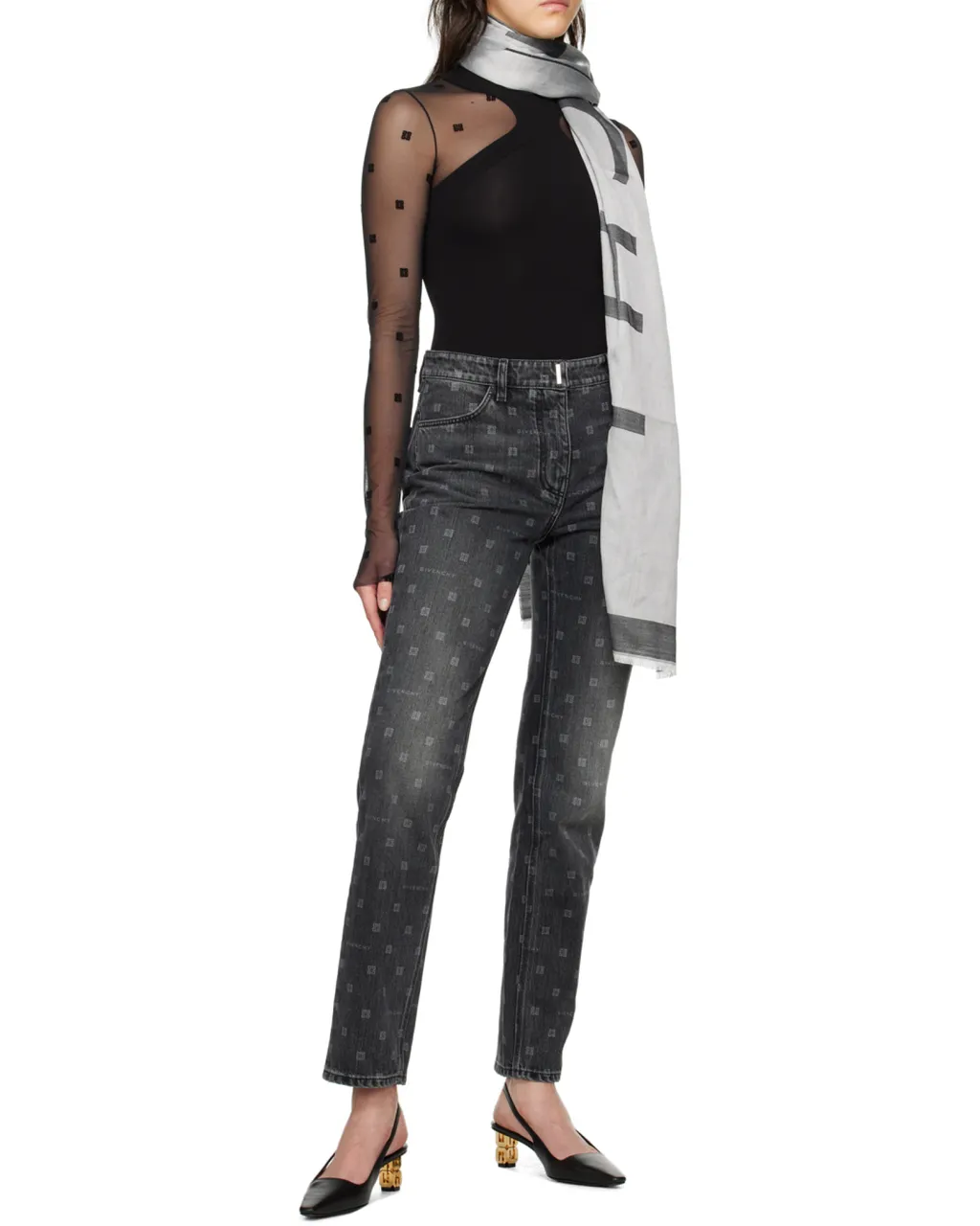 4G Givenchy Jacquard Stole In Silk And Wool