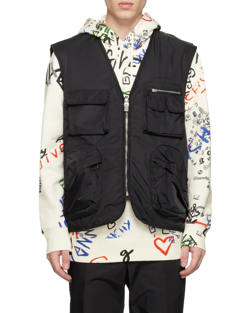 Zip-Up Logo Embroidered Vest