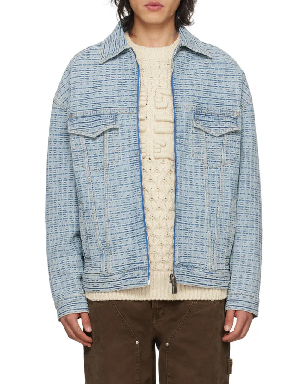 4G Motif Zip-Up Shirt Jacket