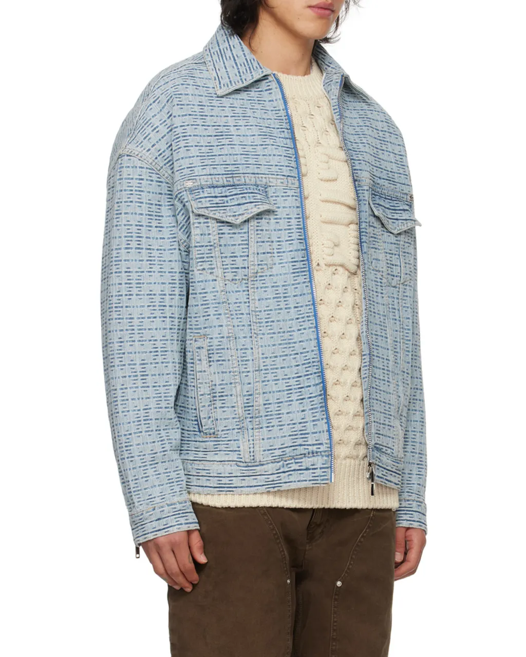 4G Motif Zip-Up Shirt Jacket