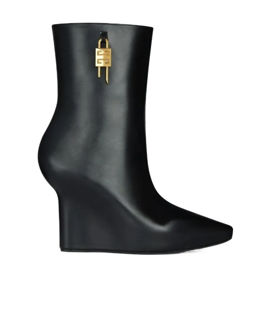 Lock Plaque Detail Wedge Boots