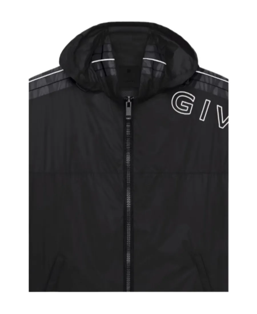 Logo Embroidered Hooded Jacket
