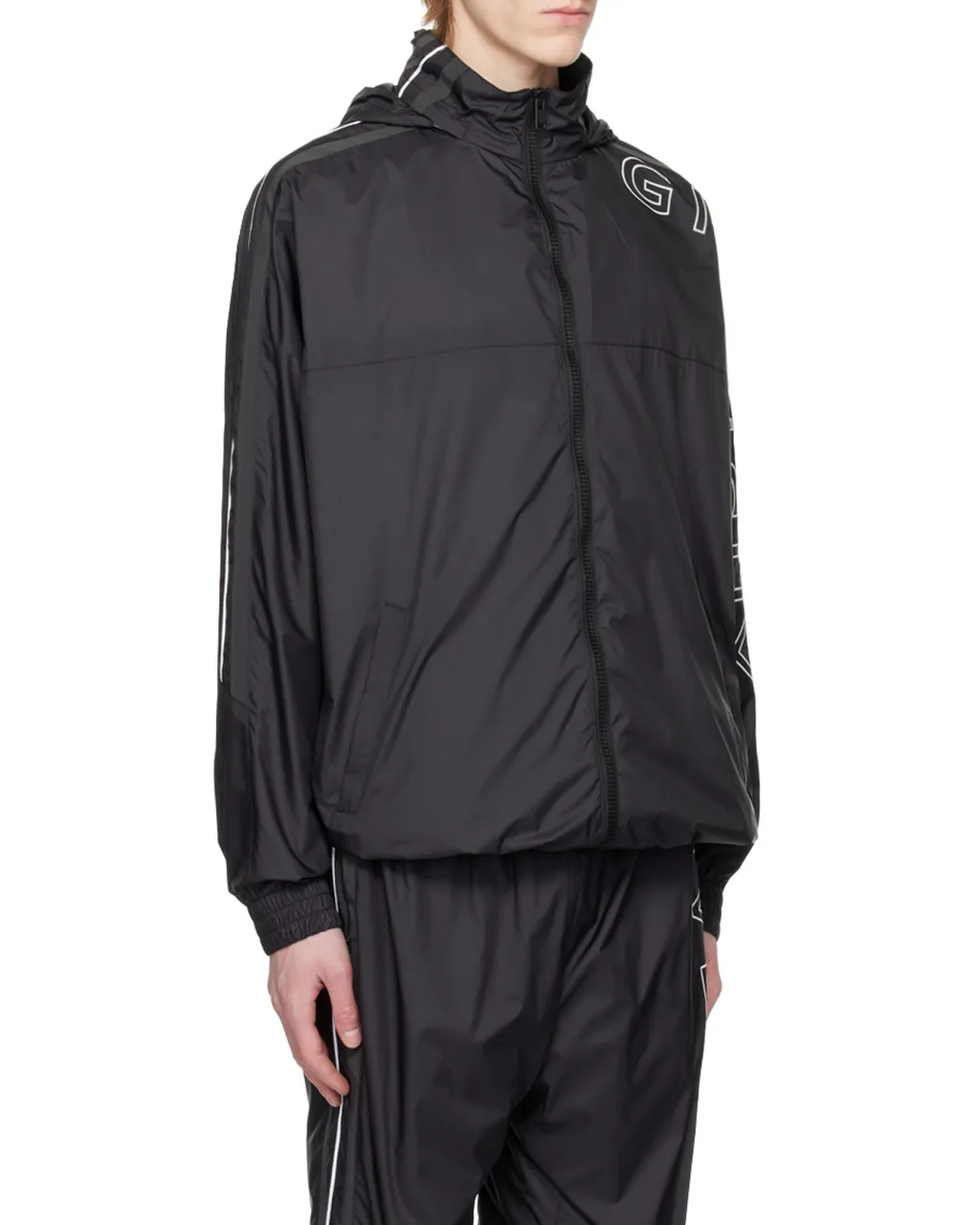 Logo Embroidered Hooded Jacket