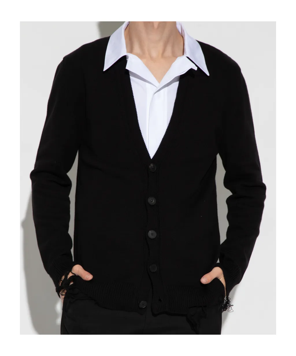 Logo Embroidered V-Neck Buttoned Cardigan
