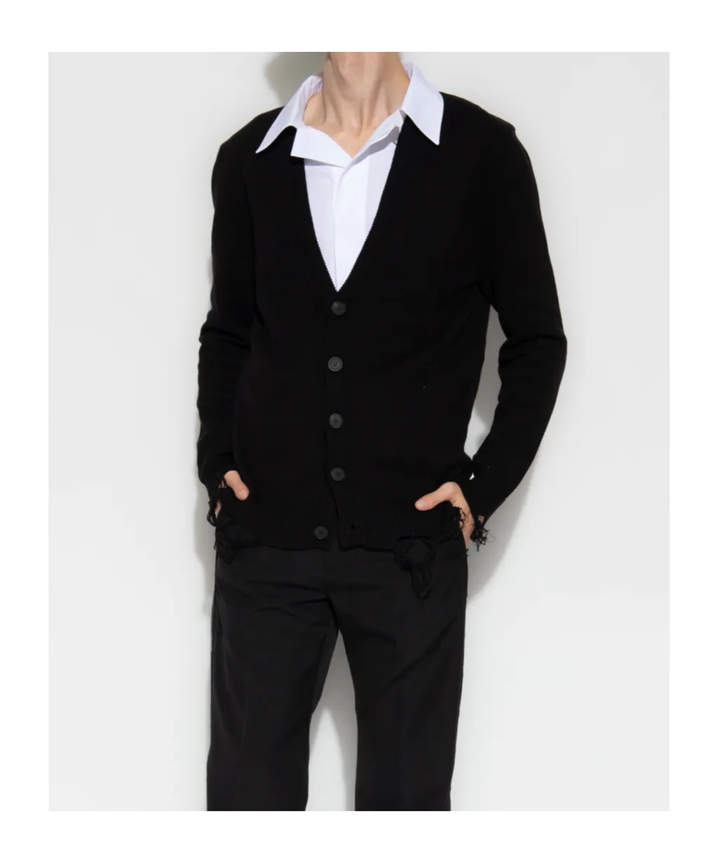 Logo Embroidered V-Neck Buttoned Cardigan