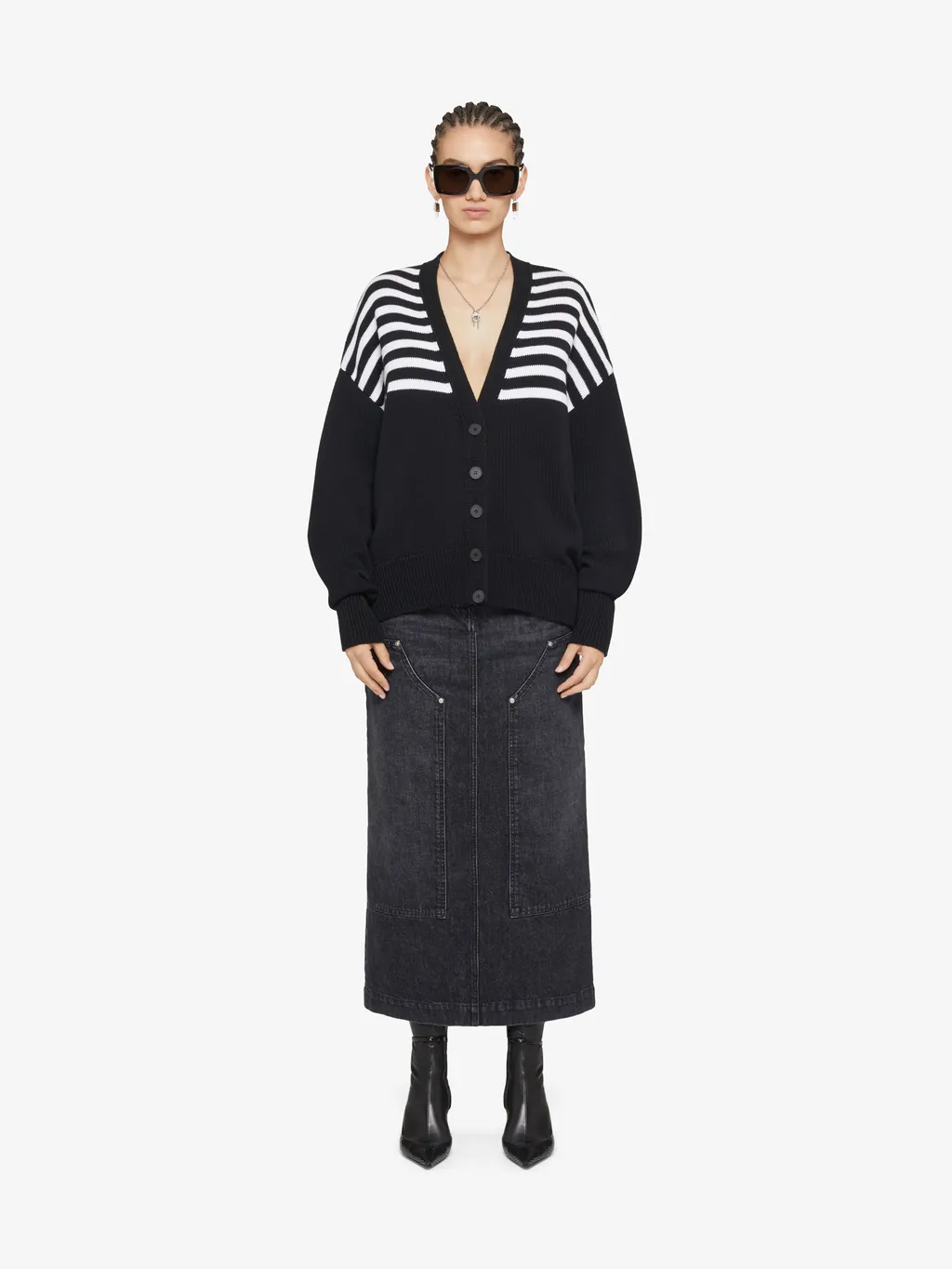 4G Patch Striped Knit Cardigan