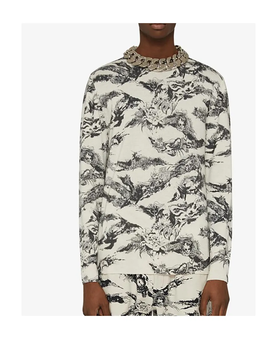 Round-Necked Printed Sweater