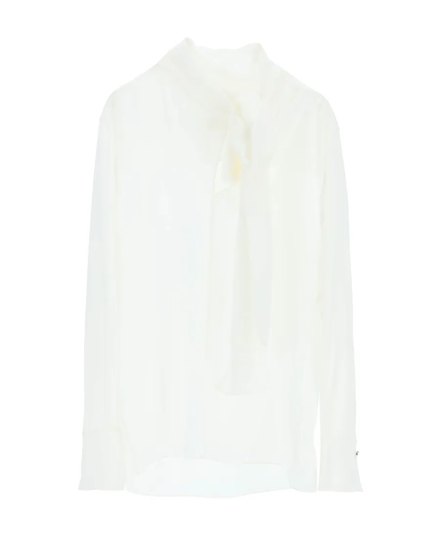 Scarf Collar Long-Sleeved Shirt