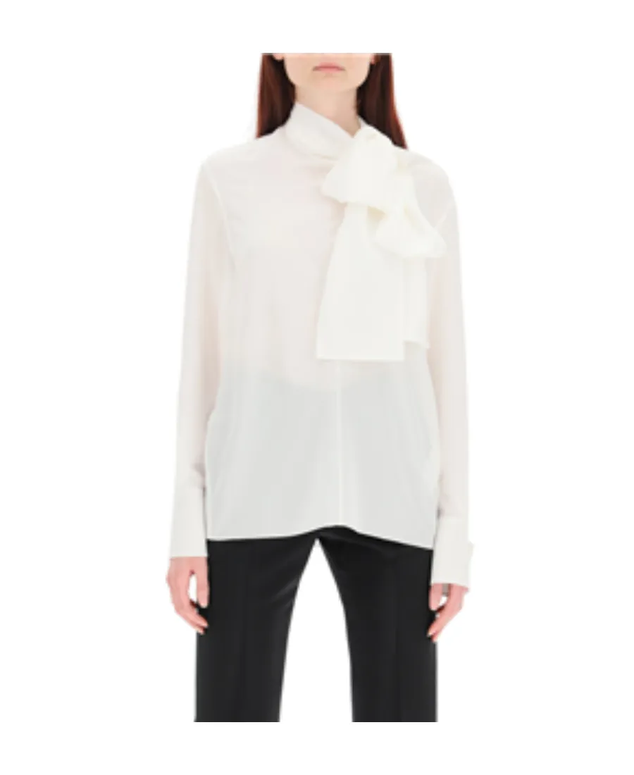 Scarf Collar Long-Sleeved Shirt