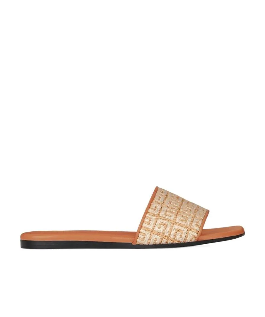 Flat Sandals In 4G Embroidered Raffia