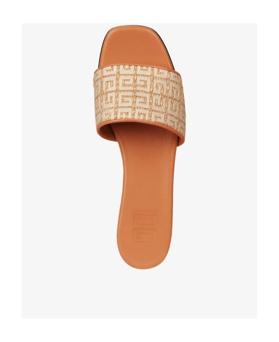 Flat Sandals In 4G Embroidered Raffia