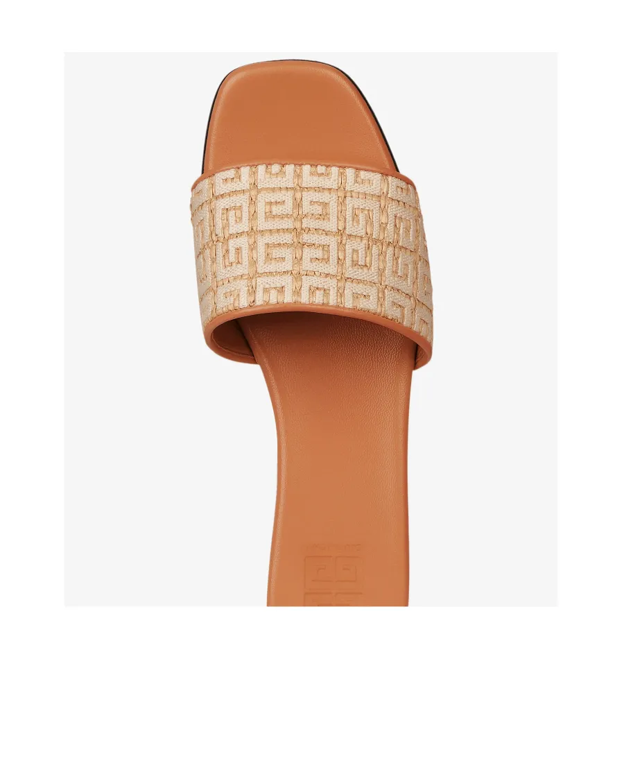 Flat Sandals In 4G Embroidered Raffia