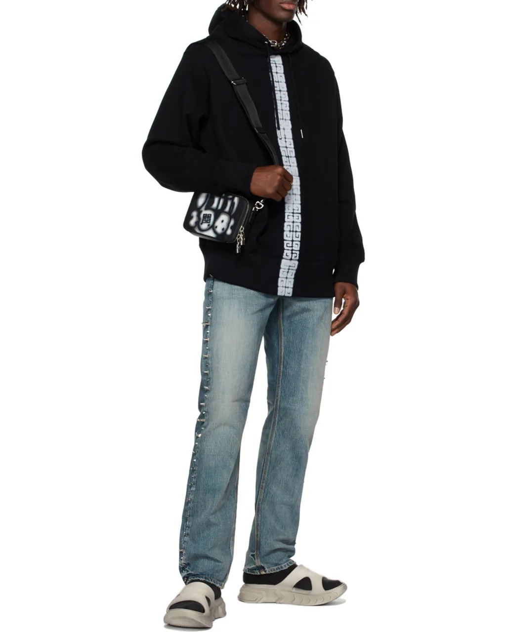 4G Tag Effect Drawstring Hoodie
