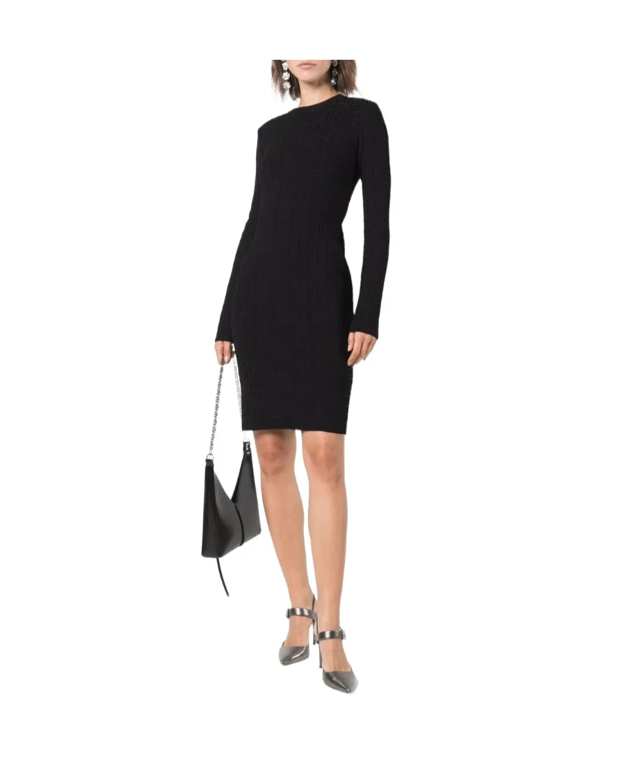 4G Jacquard Long-Sleeved Dress