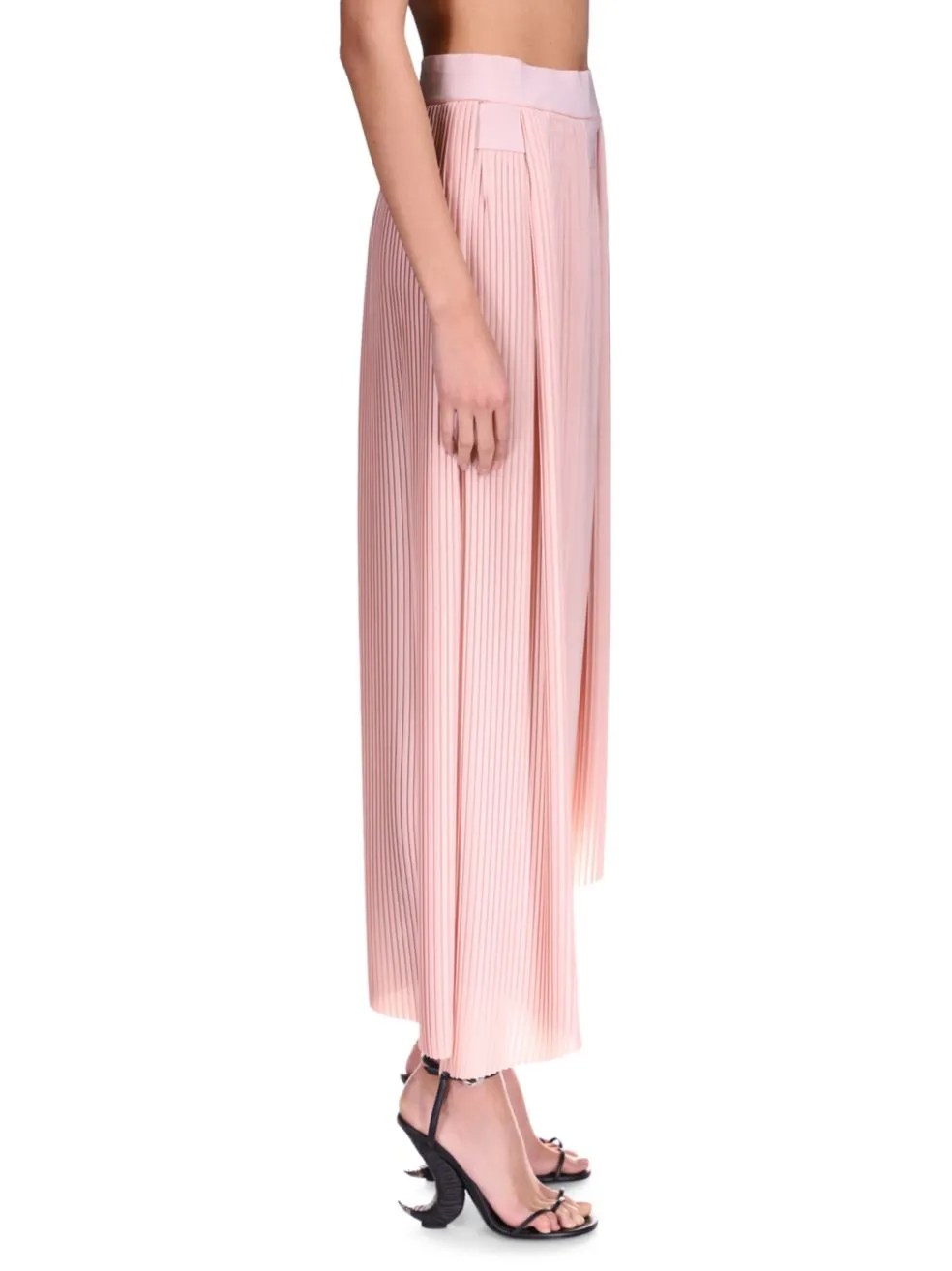 Asymmetrical Pleated Skirt With Trim