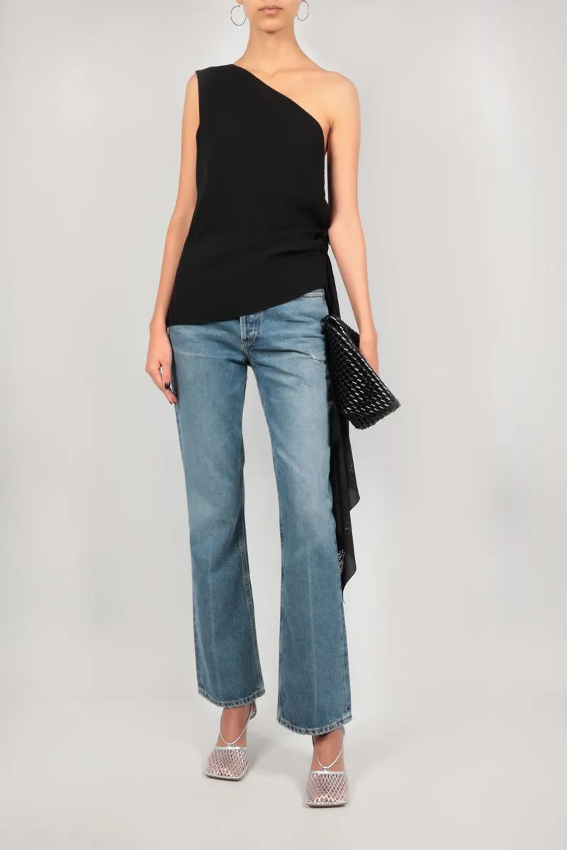 One-Shoulder Laser-Cut Top