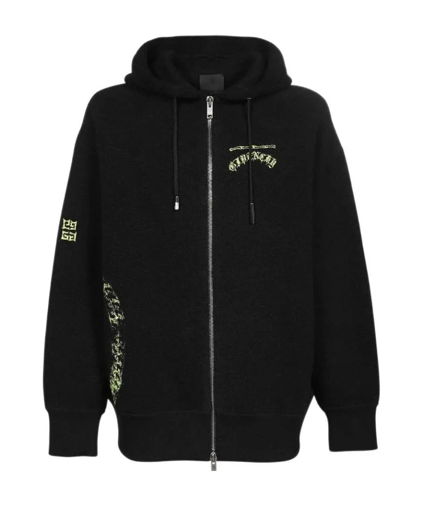 Embroidered-Logo Wool Hoodie