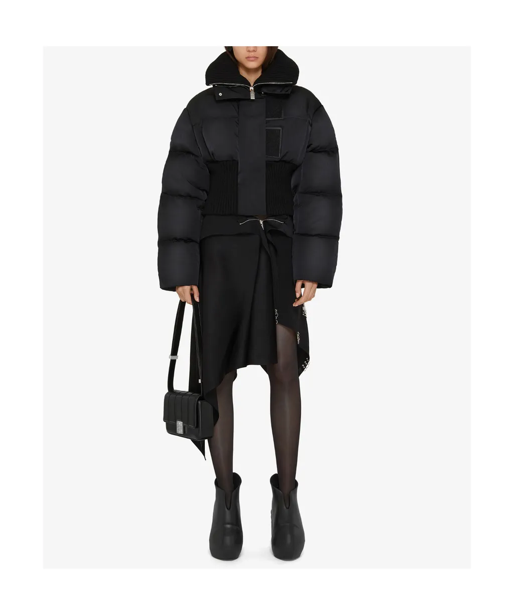 Oversize Ribbed-Trim Puffer Jacket
