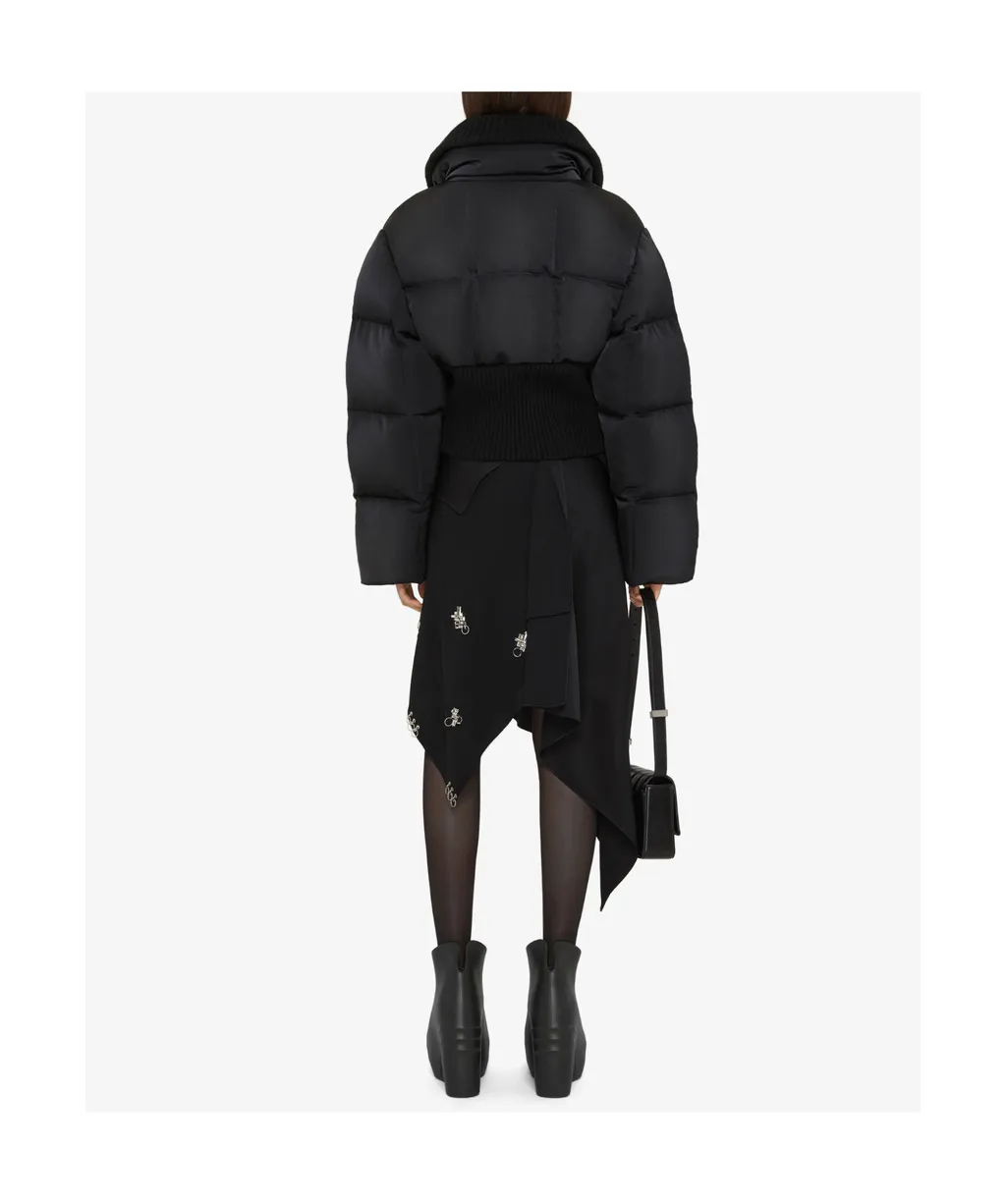 Oversize Ribbed-Trim Puffer Jacket