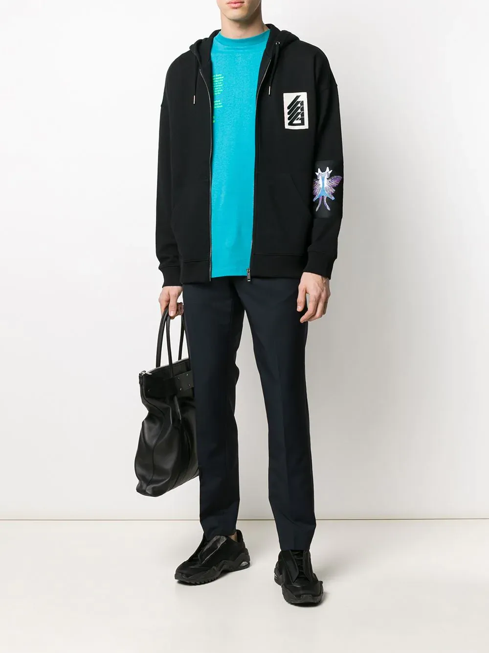 Decal Inlaid Zipper Hat Casual Jacket