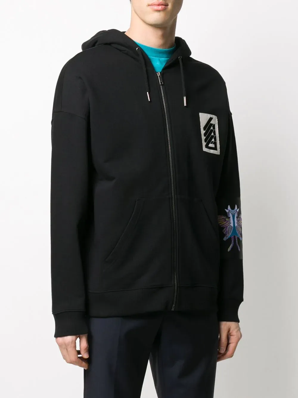 Decal Inlaid Zipper Hat Casual Jacket