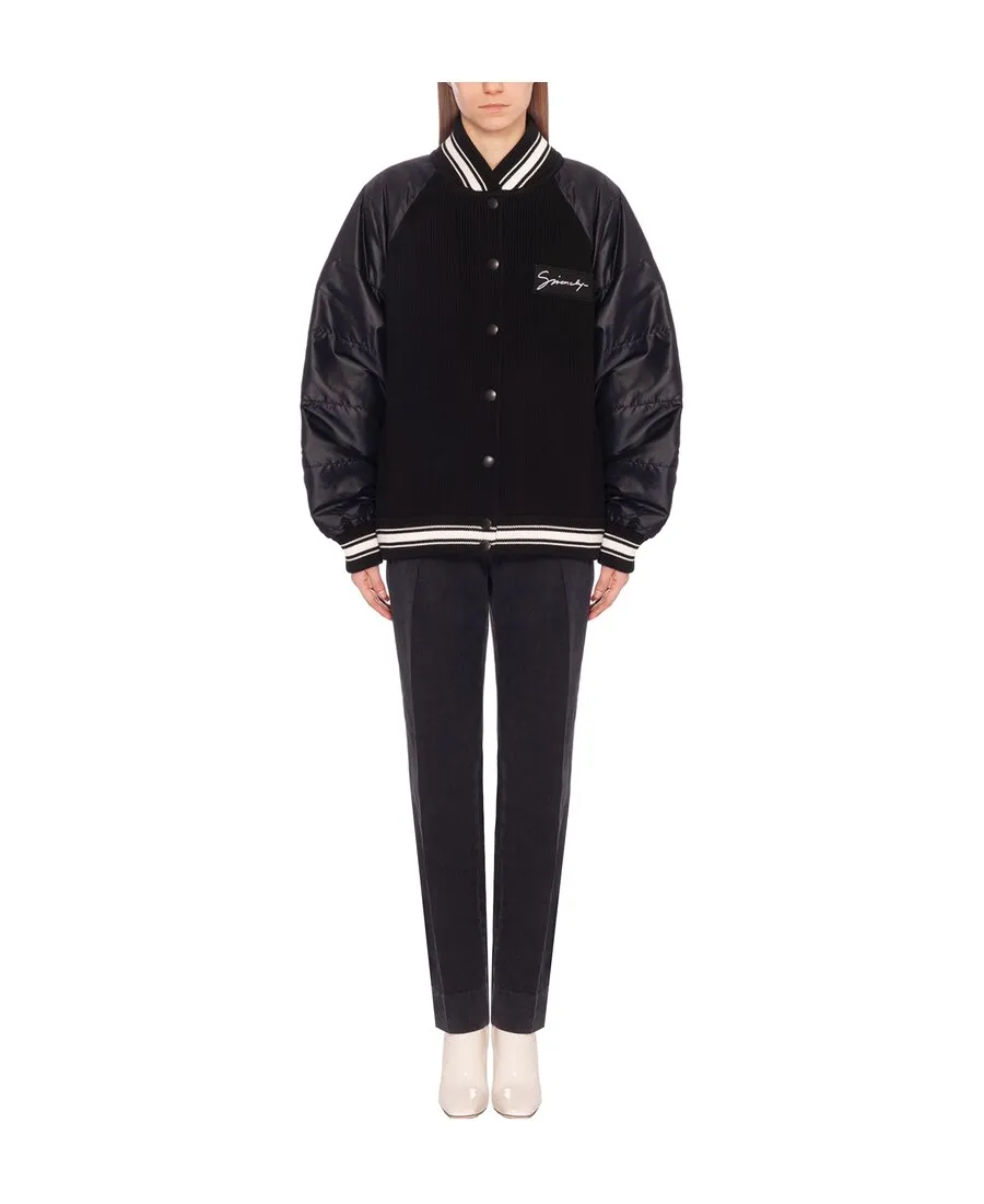 Ribbed Panel Bomber Jacket