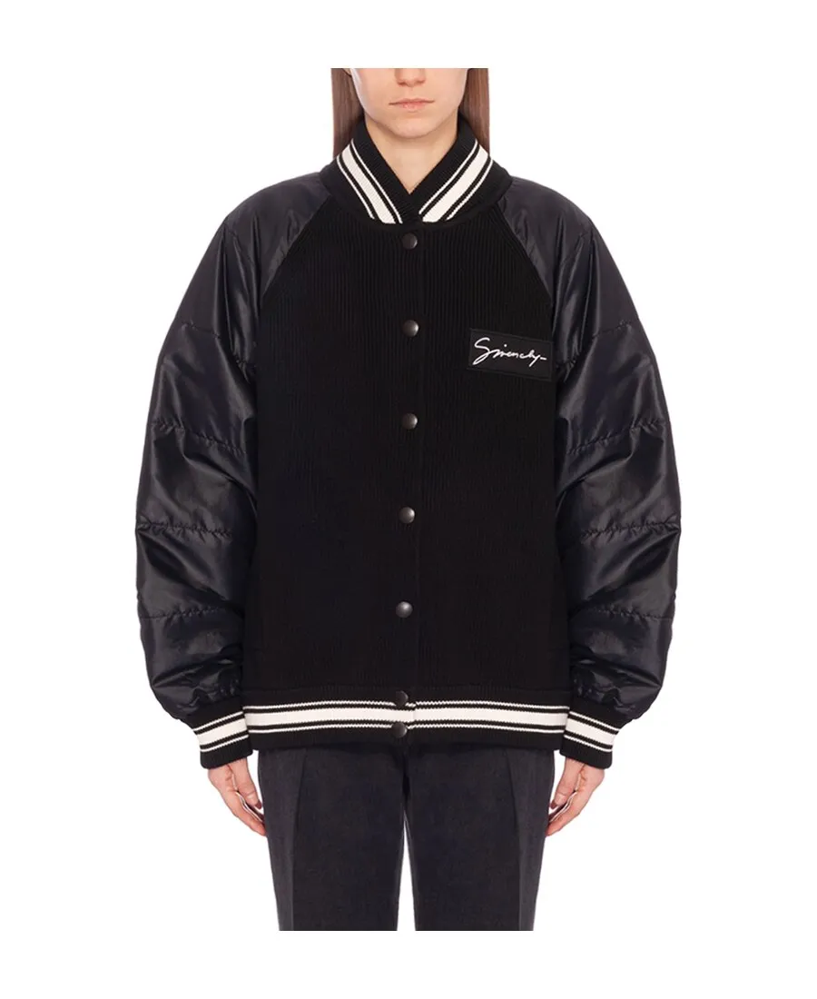 Ribbed Panel Bomber Jacket