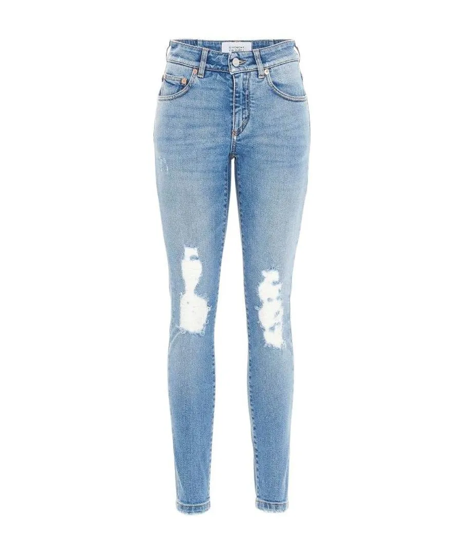Ripped Mid-Rise Skinny Jeans