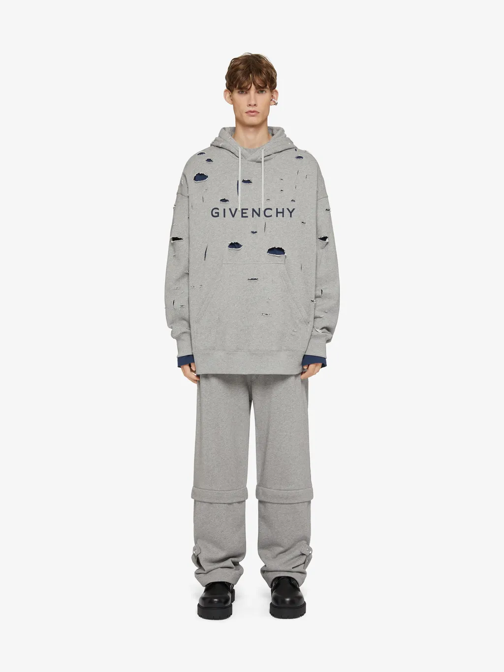 Oversized Hoodie In Destroyed Fleece