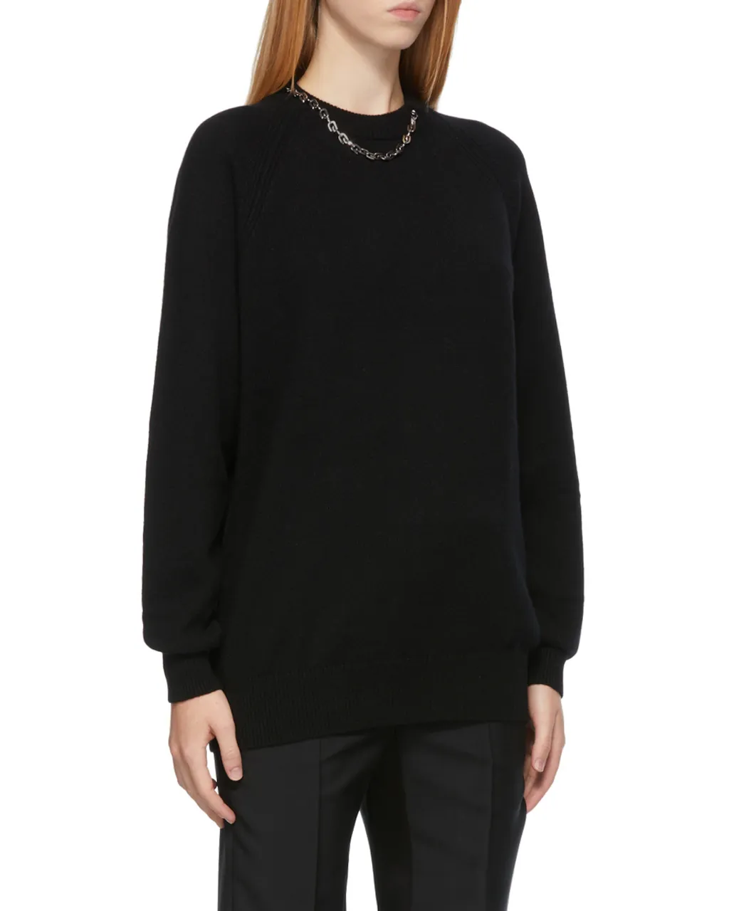 Sweater In Cashmere With Chain Collar