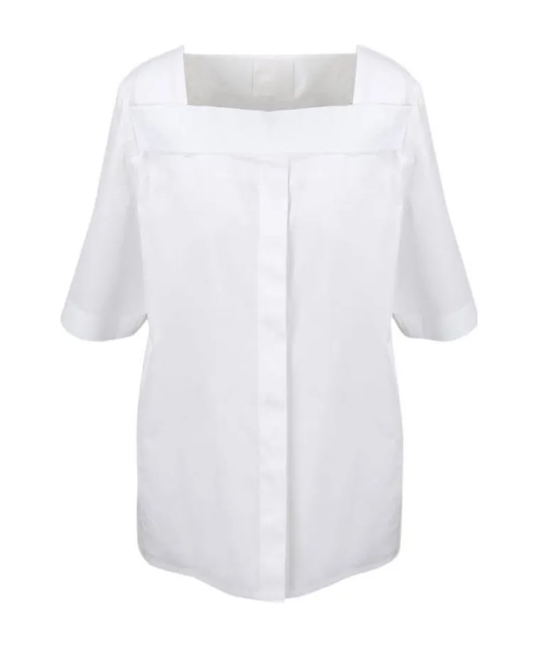 Square Neck Poplin Blouse