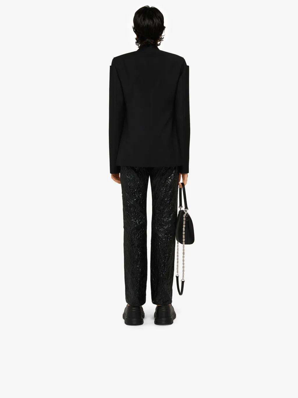 Collarless Single-Breasted Jacket