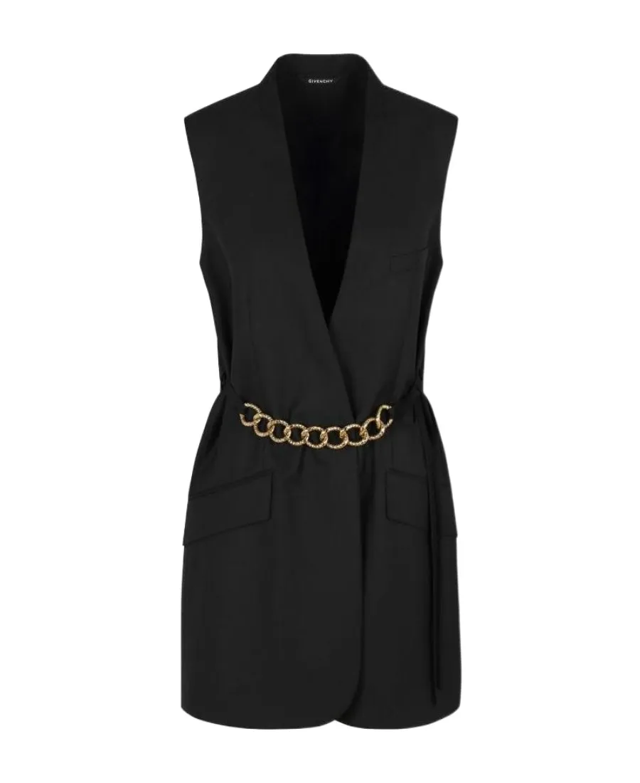 Chain Embellished Sleeveless Jacket