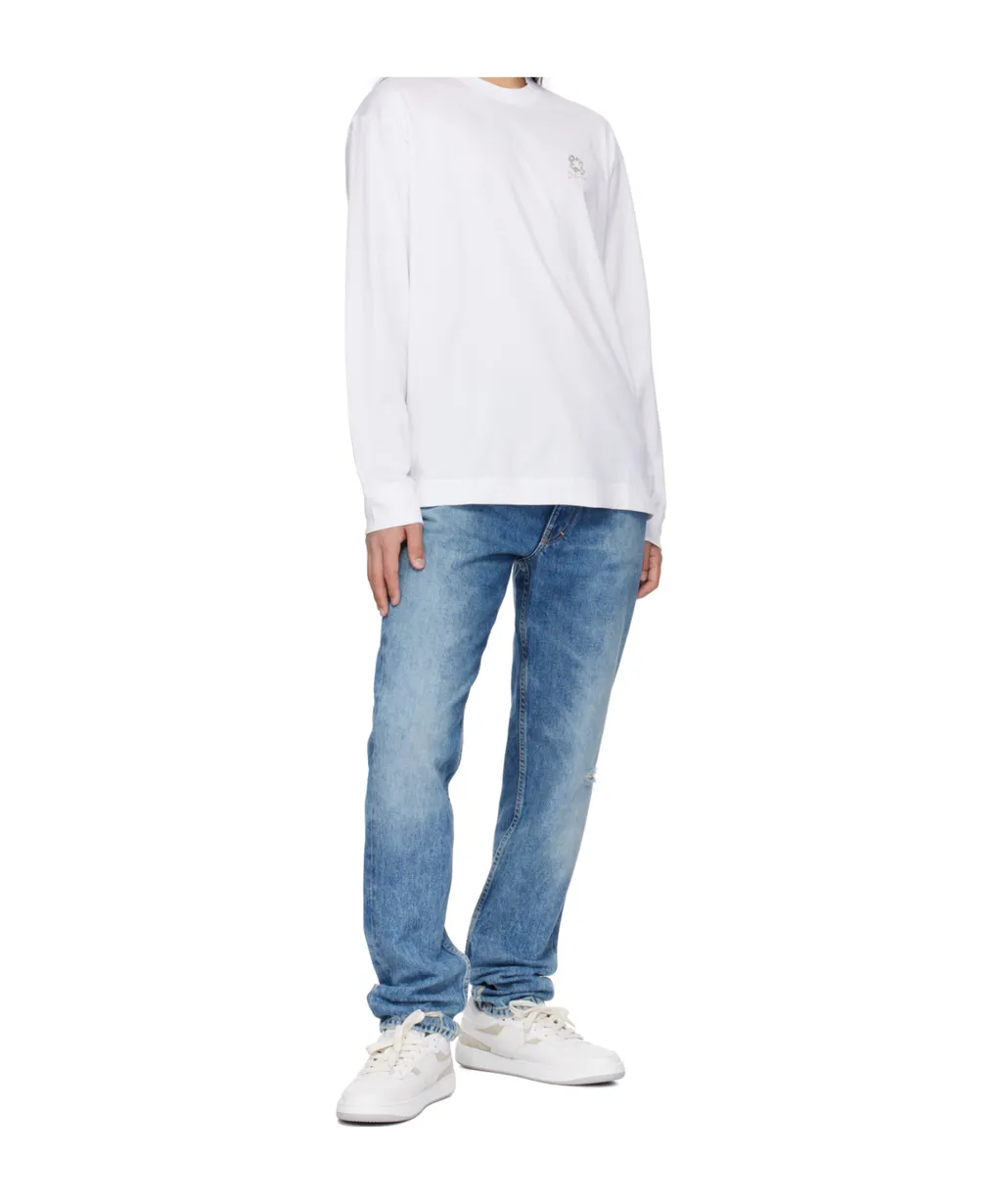 Logo Embroidered Distressed Jeans