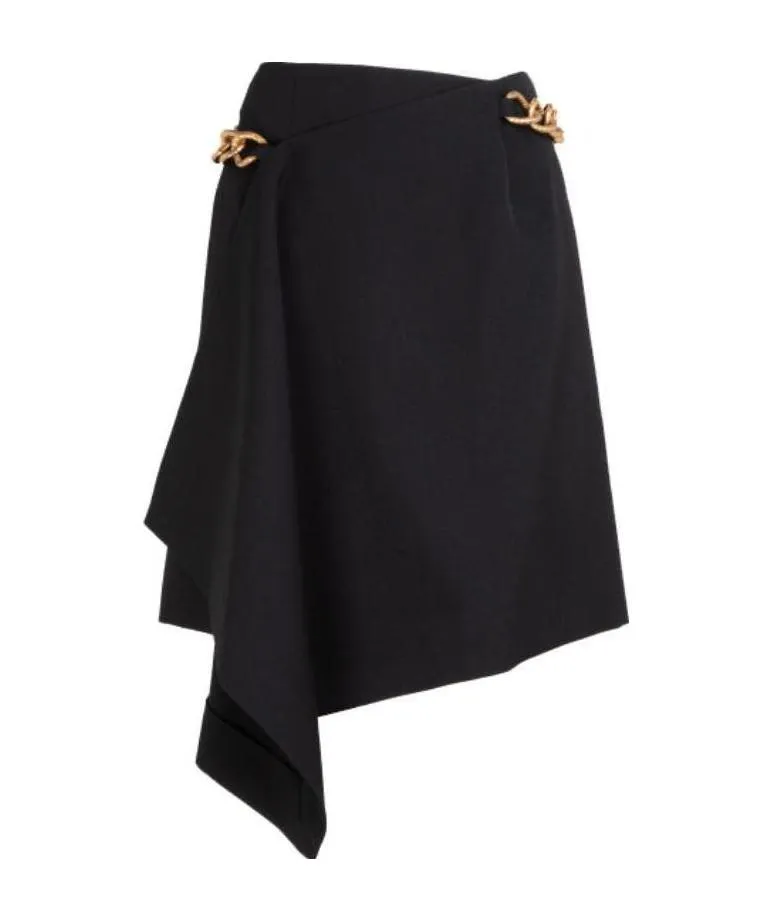 Chain-Detail Wrap Mini Skirt