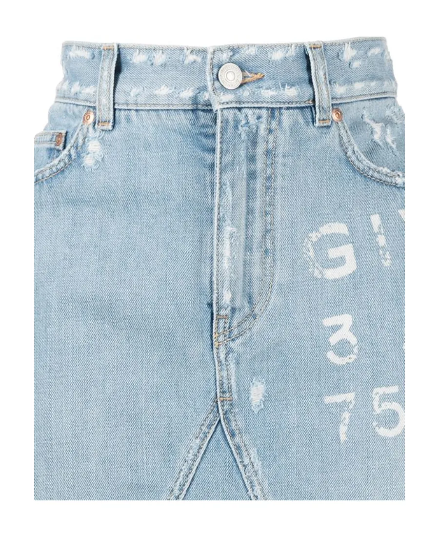 Logo-Print Denim Skirt