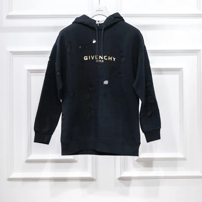 Distressed Logo-Print Cotton Hoodie