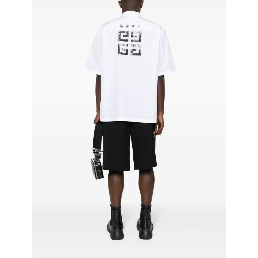Logo Printed Collared Short-Sleeve Shirt