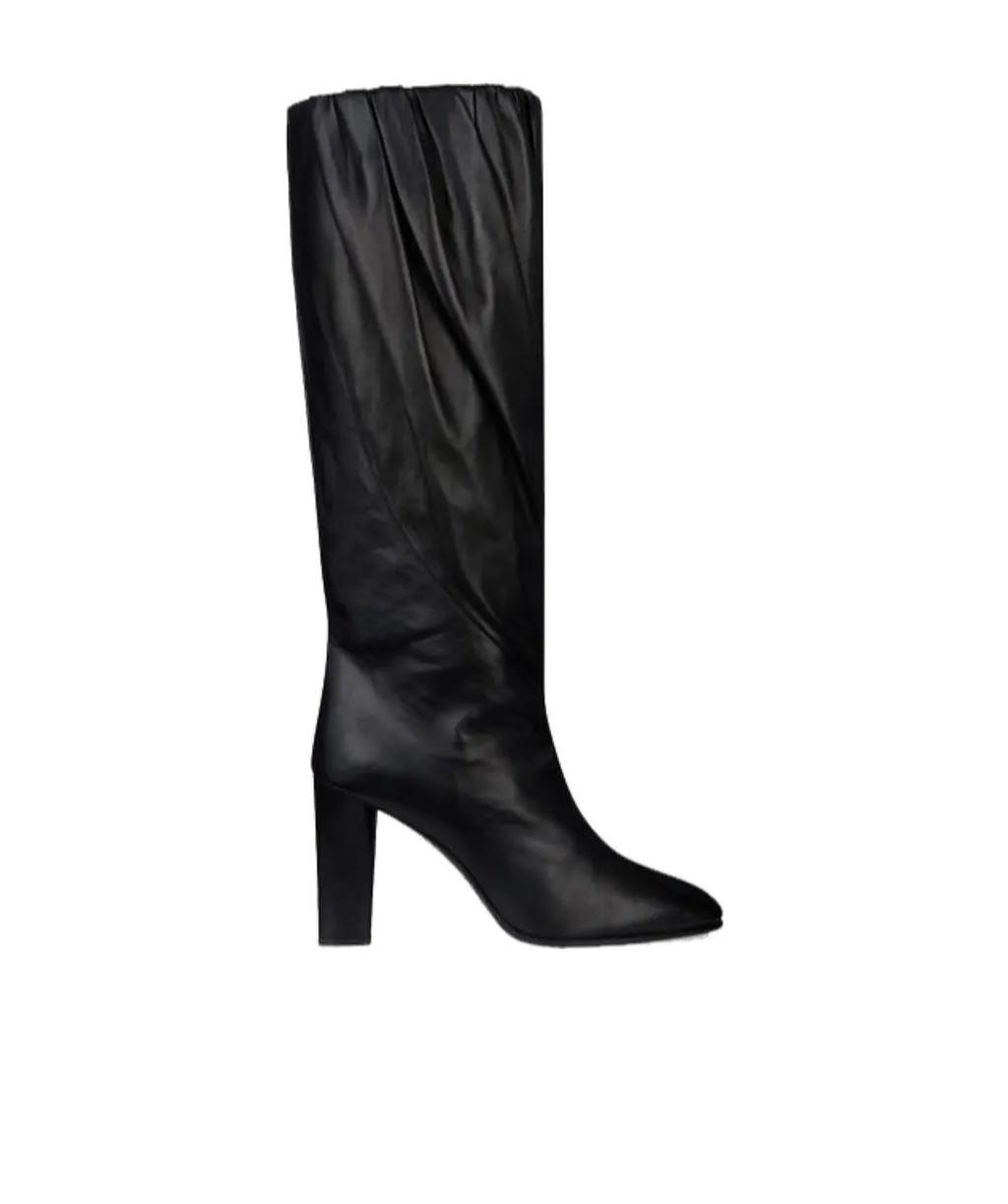 Pleated Chunky Heel Boots
